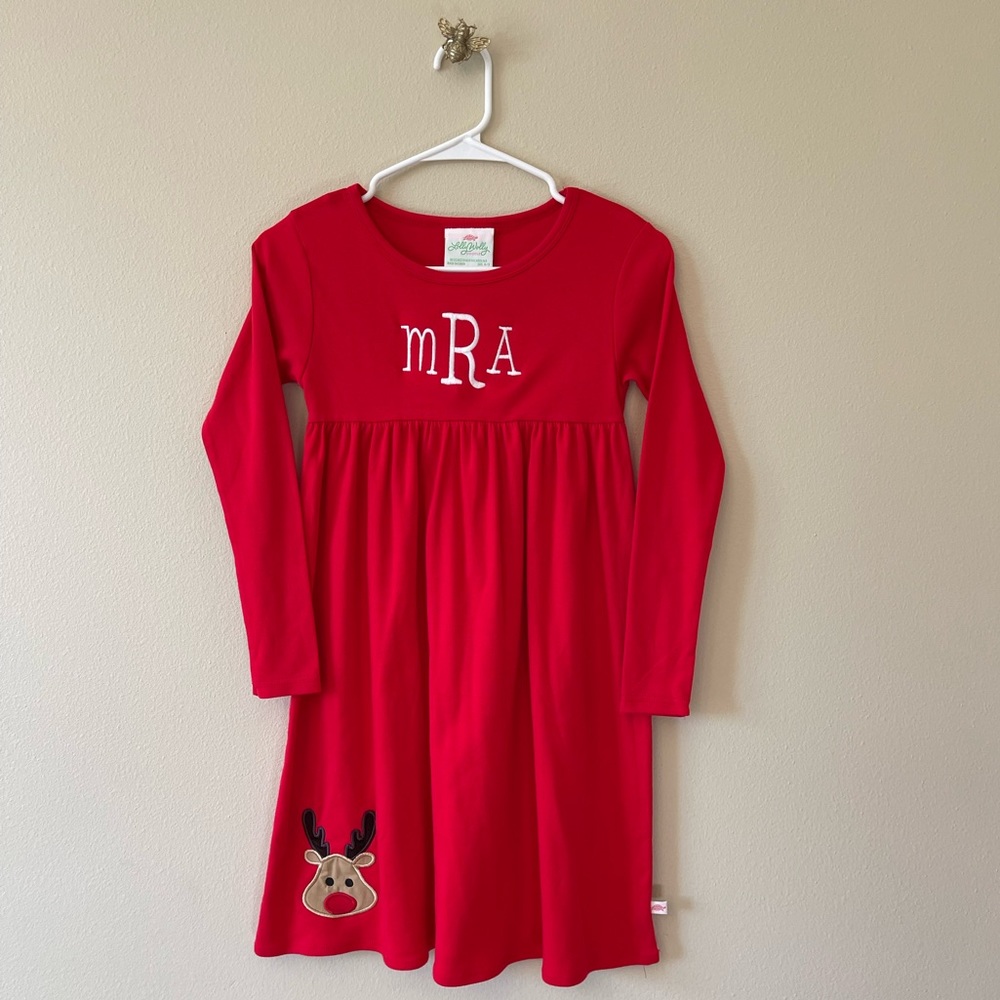 Lolly Wolly Doodle girls holiday monogram dress- NWT